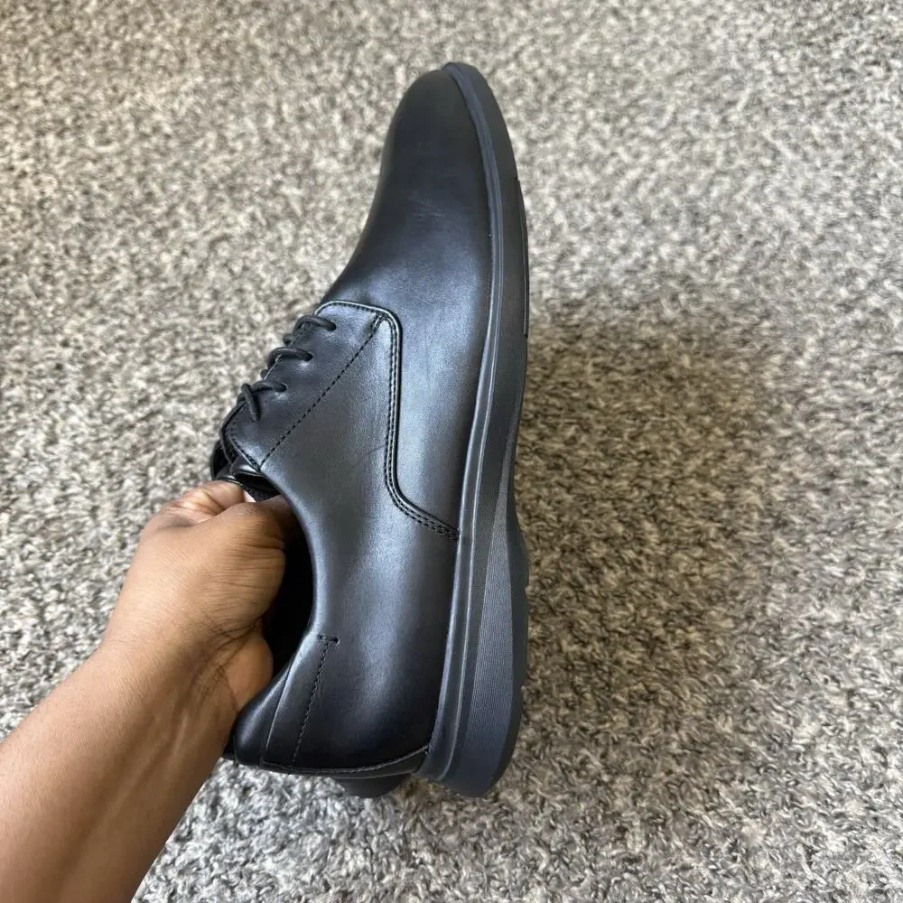 Clarks Un Lipari Park Black Leather Dress Shoe Oxfords Size 12 M Plain Toe New